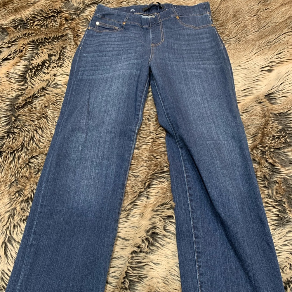 Liverpool Chloe Crop Pull-On Stretch Jeans in Pine Bluff Blue Denim size 6/28